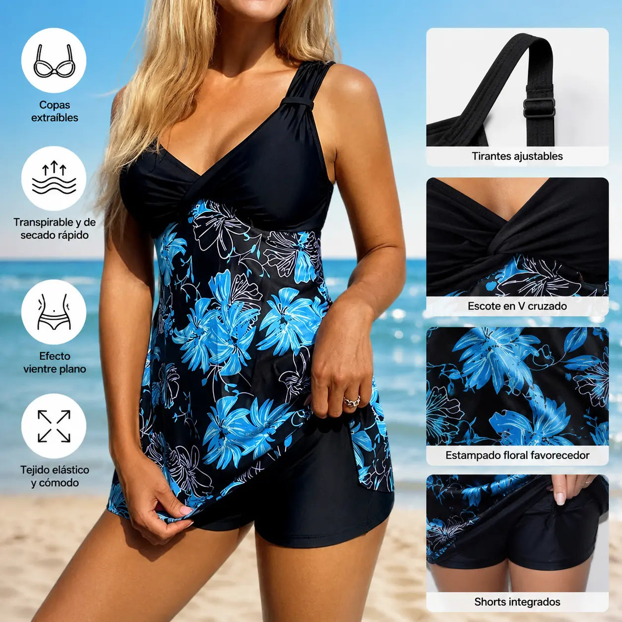 🏖️🌴【S-5XL】Conjunto de traje de baño estampado para vacaciones en la playa 2026