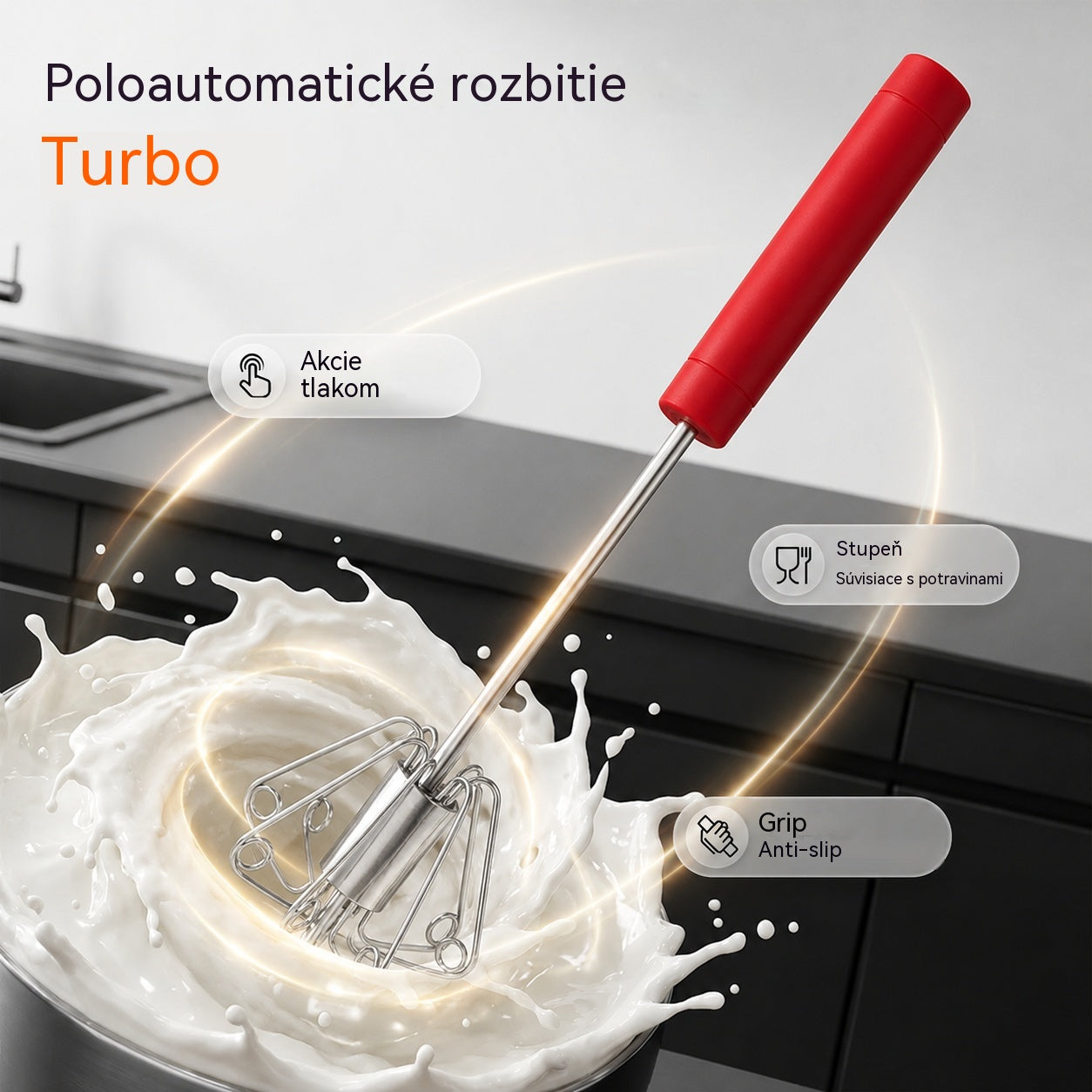 🥳Kúpte 1, získajte 1 zadarmo🥳💞Predaných viac ako 50 000 kusov!🥚💪 50% zľava! Poloautomatická manuálna metlička na vajcia: stlačte a roztočte – nie je potrebná elektrina. Vyšľahá vajcia a šľahačku za pár sekúnd. Šetrná k vašim zápästiam! ✨🧁
