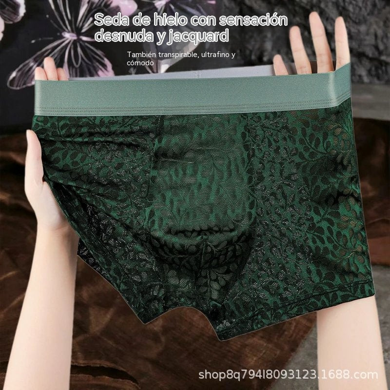 【L-4XL】Pánské síťované spodní prádlo Ice Silk, pro větší velikosti, prodyšné.