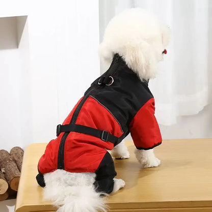 🐕 Vízálló, antisztatikus, négy lábat fedő őszi-téli kabát kistestű kutyák számára.
