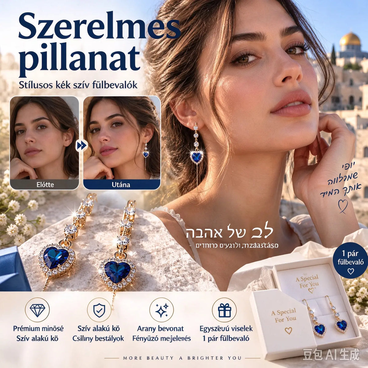 💎 Elegáns kék zafír fülbevalók – hipoallergén, antioxidáns, időtlen dizájn. Tökéletes mindennapokra és partikra! 💪
