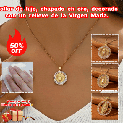 【Kúpte 1 a získajte 1 zadarmo】✨Luxusný náhrdelník, zlatý reliéfny prívesok Panna Mária