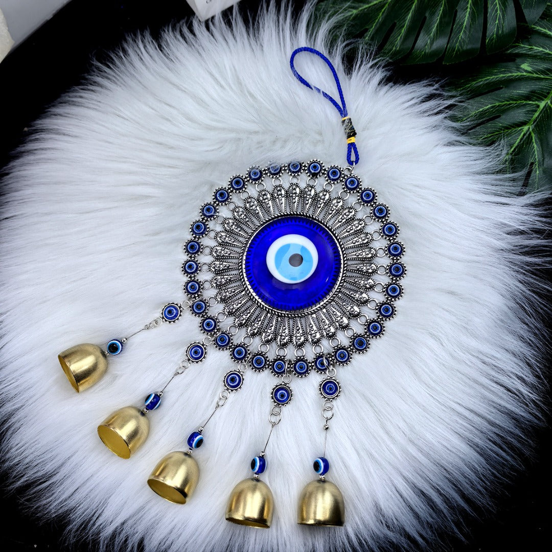 🌻✨ Móvil de viento vintage con ojos azules y borla | 🏡 Belleza instantánea | Deja que el sol y la brisa alegren la vida en tu jardín 🔔💙