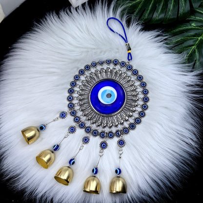 🌻✨ Móvil de viento vintage con ojos azules y borla | 🏡 Belleza instantánea | Deja que el sol y la brisa alegren la vida en tu jardín 🔔💙
