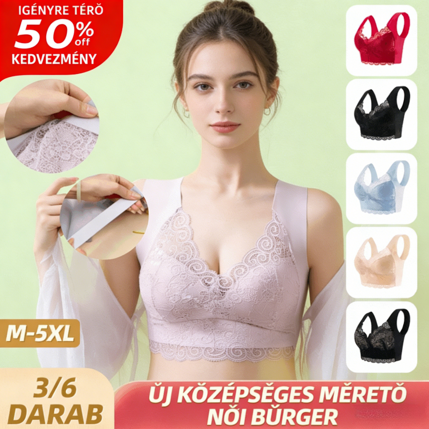 【3 darab】💗 Ultra kényelmes nagy méretű női melltartó – nagy mellre formáló, oldaltámaszos, leszorításmentes, megereszkedést korrigáló, varrás nélküli, vékony kialakítás💥【40-110KG】