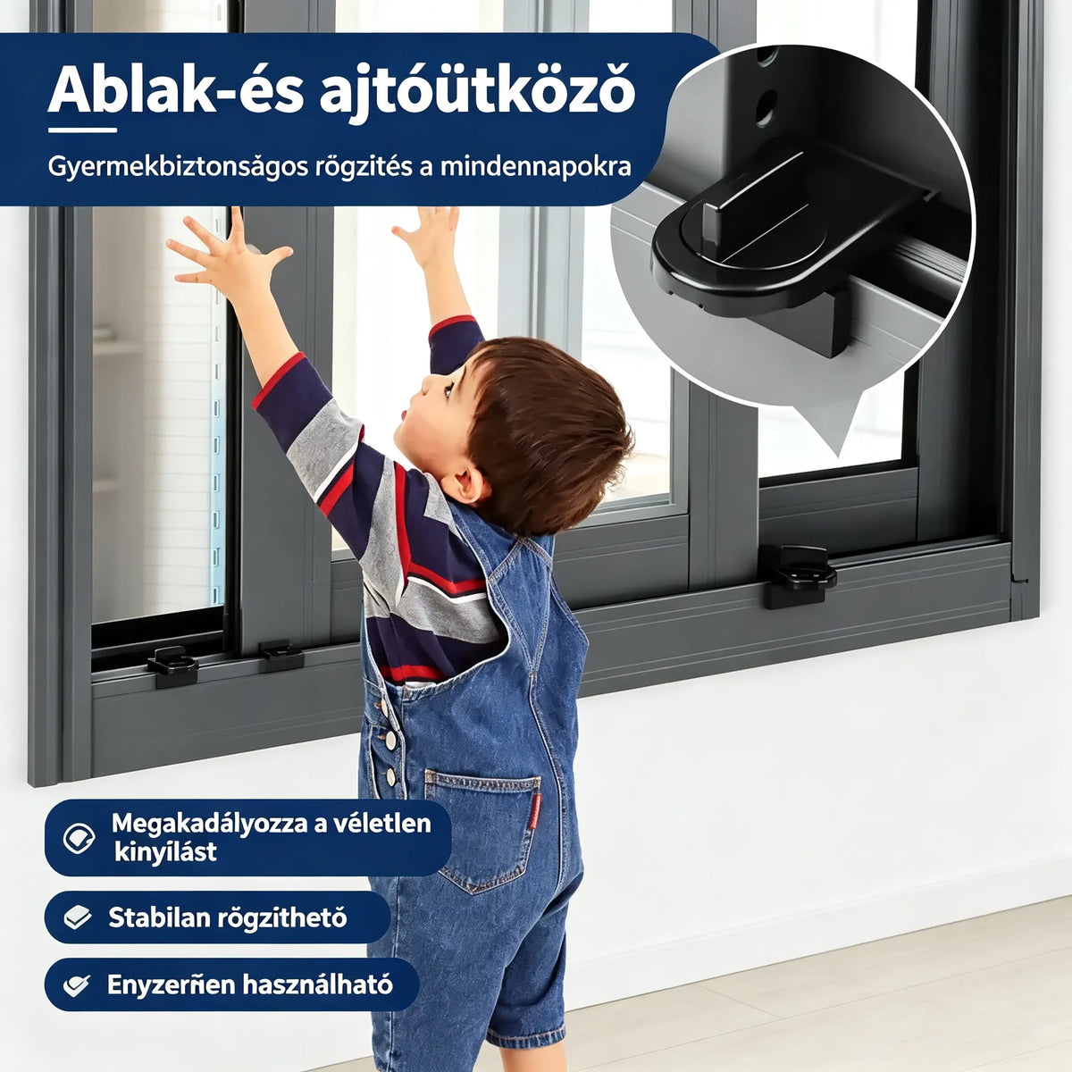 🚪🪟💥【4 darab】Tolóajtók és ablakok határolói – rögzítik a konyhai tolóajtók helyzetét és az ablakok nyílásszélességét.