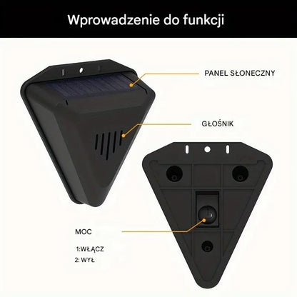 📣📣Uniwersalny alarm dźwiękowy i świetlny odstraszający ptaki na energię słoneczną do sadów, stawów rybnych i pól ryżowych