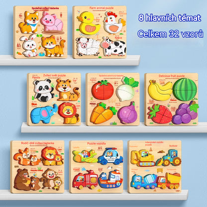 🔥😍 Časově omezená speciální nabídka 【1 sada 4 stylů】👧🏻🧩Dřevěné Montessori 3D puzzle pro předškolní vzdělávání