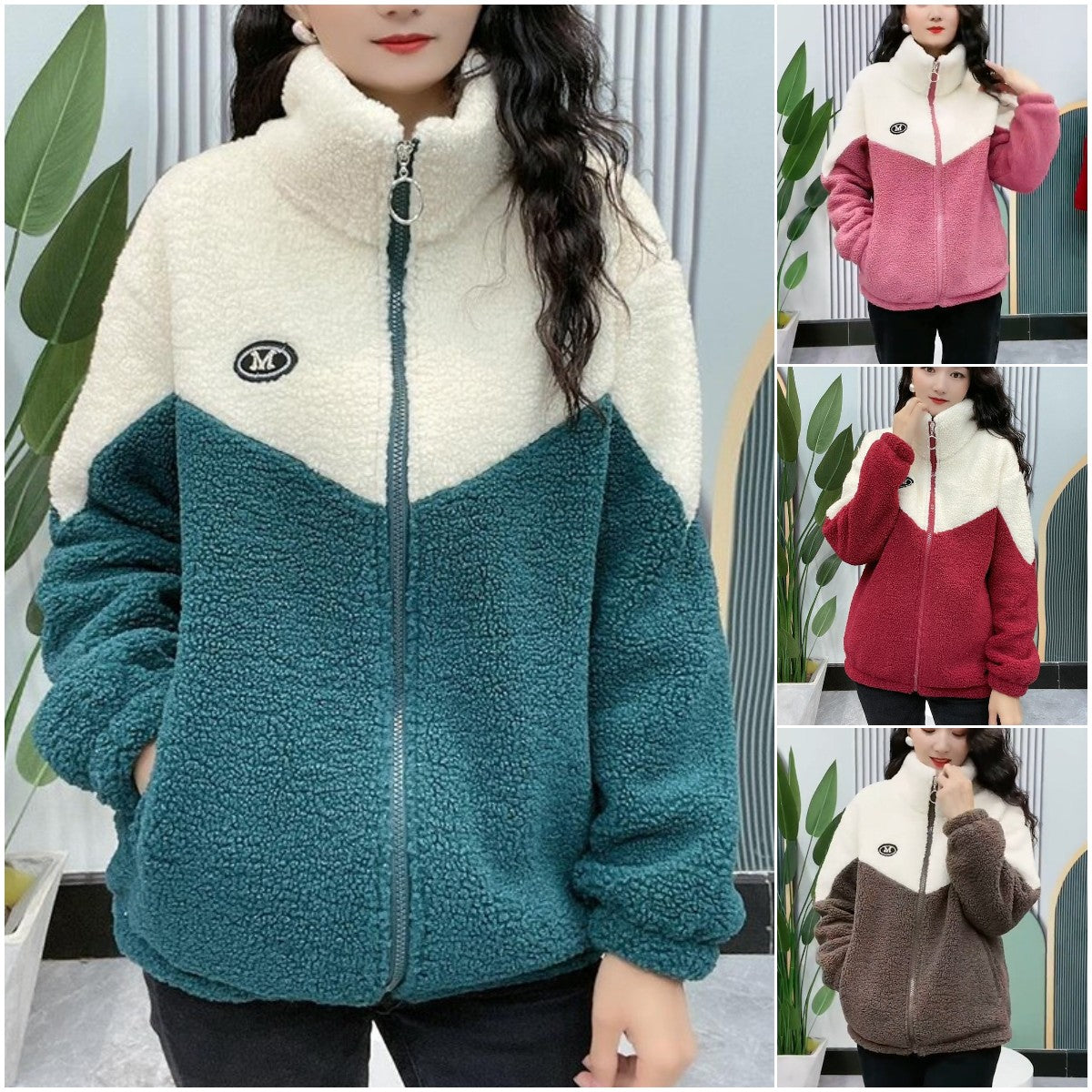 🔥🐏【M-4XL】Χειμερινό φλις μπουφάν, βαμβακερό μπουφάν, ενισχυμένο βαμβακερό μπουφάν από μαλλί αρνιού, ζεστό μπουφάν