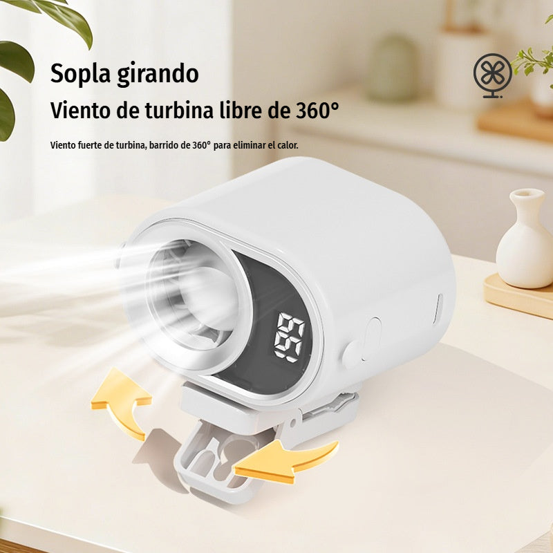 🌀 Kézhasználat nélküli ventilátor LED kijelzővel, beépített csipesszel és 199 állítható sebességfokozattal