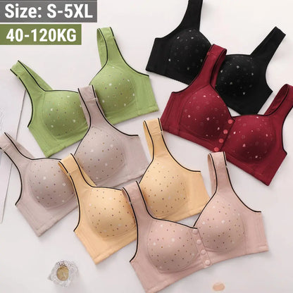 😍【3 darabos csomag】Női merevítő nélküli melltartó elöl gombokkal 【40-120 kg】❤️Kényelmes antibakteriális természetes pamut