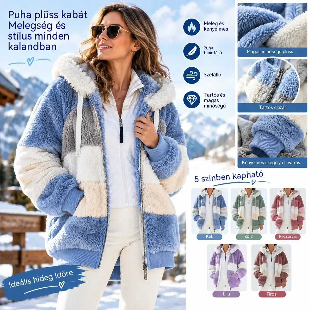 ☃️Korlátozott ajánlat, 35% kedvezmény❄️❄️【S–5XL】Új, meleg női kabát 2026-ra: bélelt, plüssös kialakítás kontrasztos csíkokkal