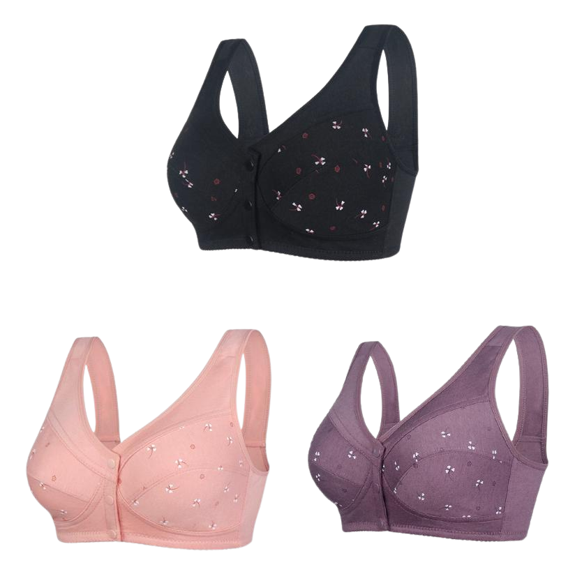 ✨【Kupte 3 a získejte 3 zdarma】💞[40-105kg] Elegantní bavlněná podprsenka se zapínáním vpředu pro ženy středního věku🎉49% sleva