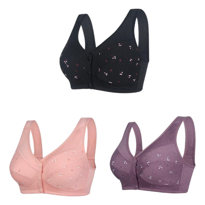 ✨【Kupte 3 a získejte 3 zdarma】💞[40-105kg] Elegantní bavlněná podprsenka se zapínáním vpředu pro ženy středního věku🎉49% sleva