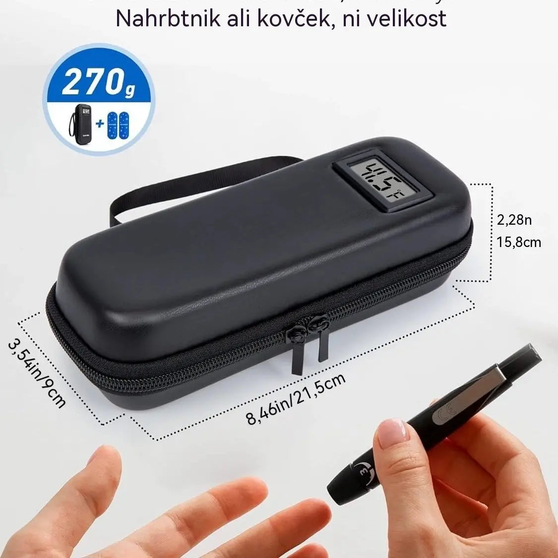 Potovalna hladilna torbica za inzulin s prikazom temperature