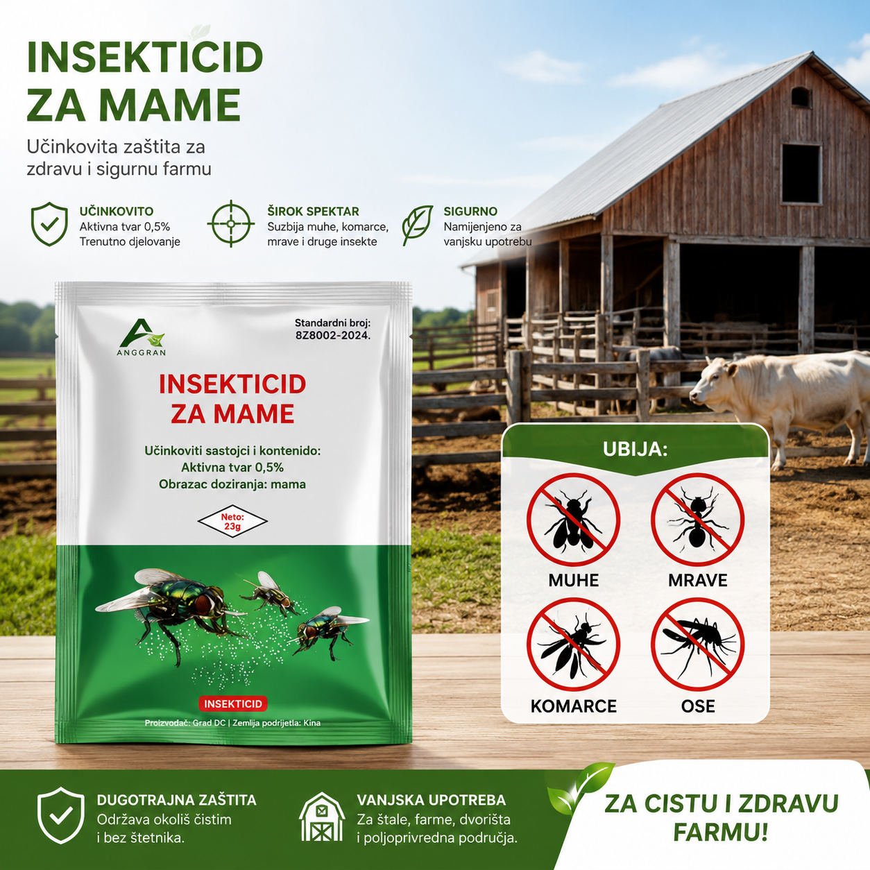 🦟【 5 vrećica za 21 €】Čarobno sredstvo protiv insekata za farme, jedno pakiranje može trajati pola godine