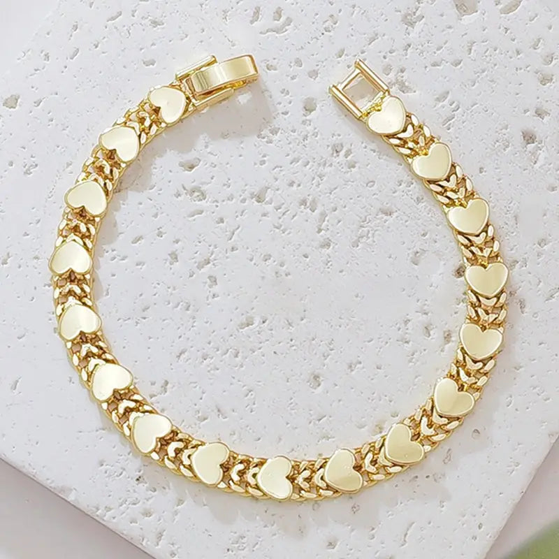 📢📢 50% taniej przez ograniczony czas! ⏰ Elegancka damska bransoletka o splocie kubańskim z motywem serca: zachwycający urok, klasyczny design i wygoda noszenia 💝