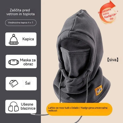 ❄️ Termo kapa, ki popolnoma pokrije glavo in ima podlogo iz flisa, zato vas greje tudi pri temperaturah do -20 °C. ⛷️ Idealna za smučanje, vožnjo z motorjem in dejavnosti na prostem.