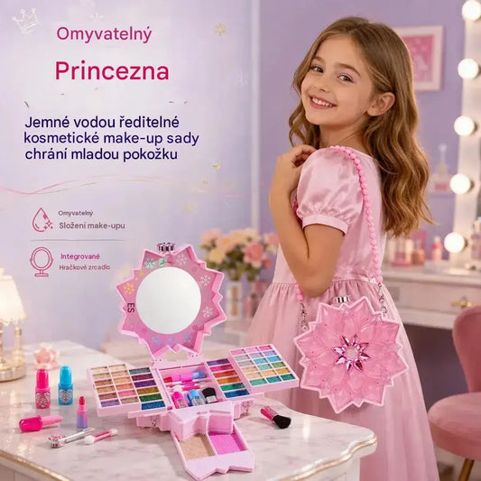 💄 Časově omezená nabídka: sleva 49 %! ✨ Omyvatelná souprava princeznovského líčení: bezpečná a netoxická hračka na líčení pro děti 👸