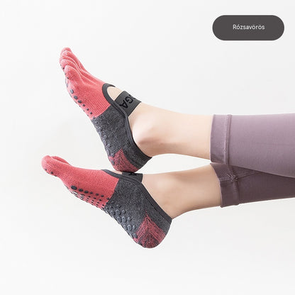 🦶【5 pár】🧘Pilates professzionális csúszásgátló ötujjú zokni: Lélegző fitnesz zokni minden évszakra, alkalmas padlóra és jógára🧦
