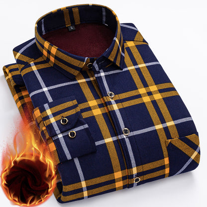 👔【Velikosti L–5XL】Nová pánská termo košile s oboustranným flísem na podzim a zimu – moderní a univerzální.