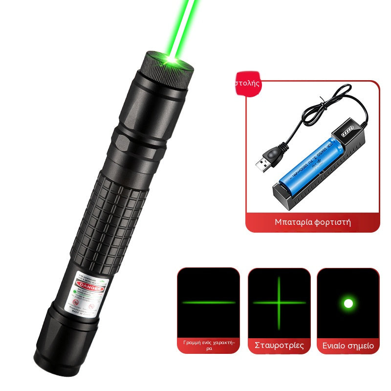 Zelený mechanický laserový ukazovateľ na polohovanie a vyznačovanie pravých uhlov; krížový laser.