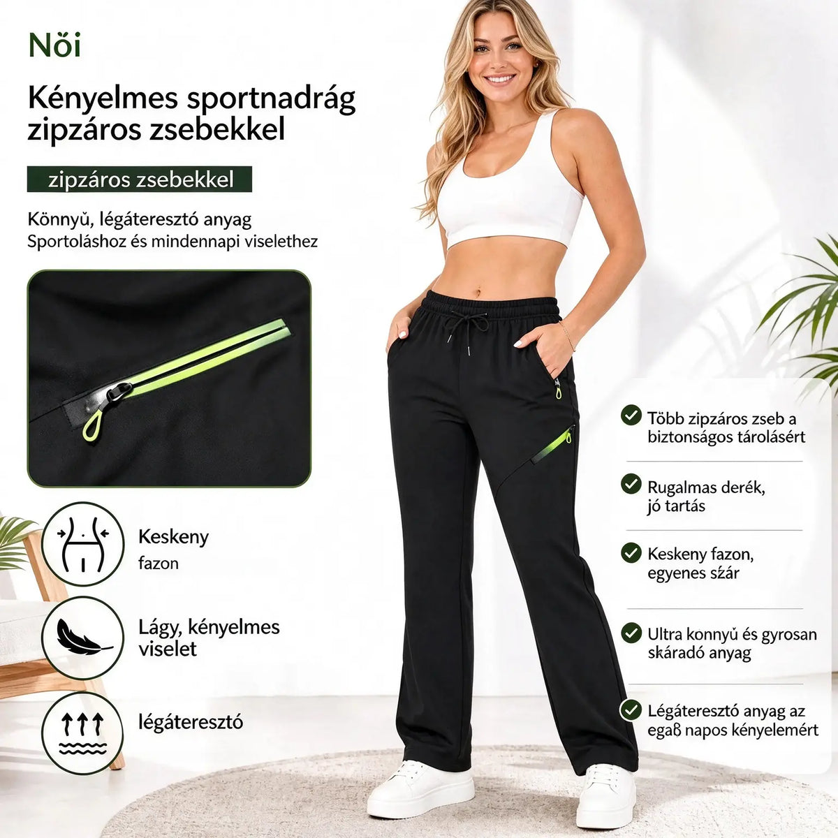 ⏳ Korlátozott ideig tartó ajánlat 🔥 Női, egyenes szabású cargo nadrág – Gumis derékrész; tökéletes munkához, utazáshoz és mindennapi viseletre 👖✨