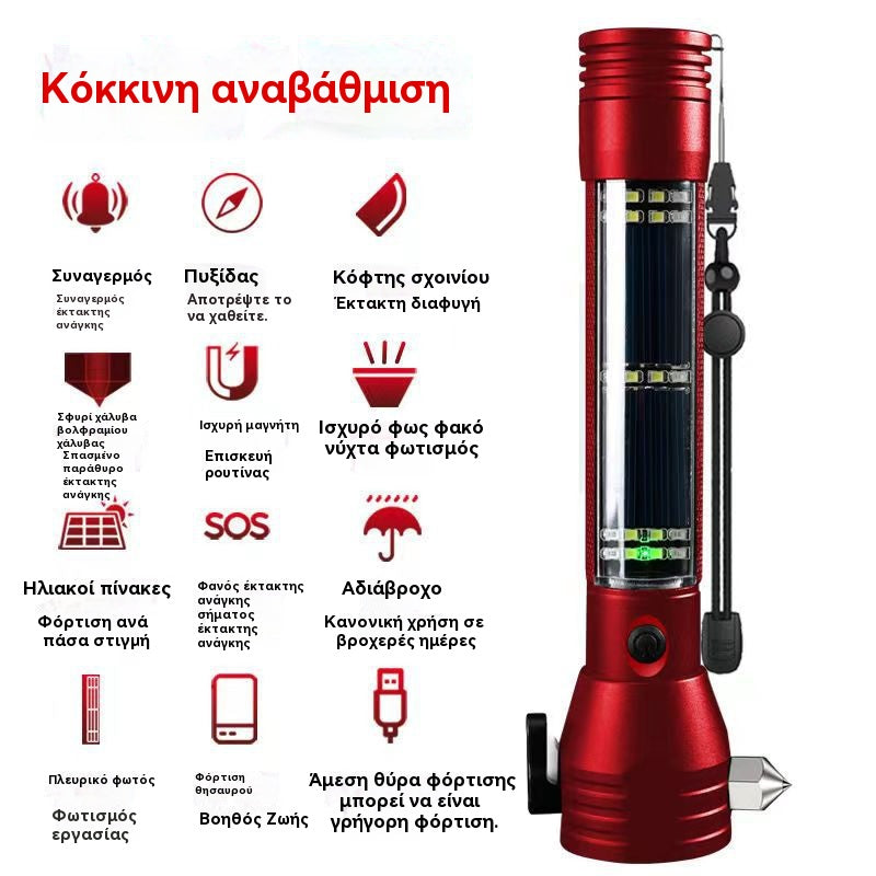 🔥 Ponuka platí len po obmedzenú dobu 🔥🔨 Multifunkčné bezpečnostné kladivo do auta so zabudovanou baterkou a rôznym náradím na prežitie