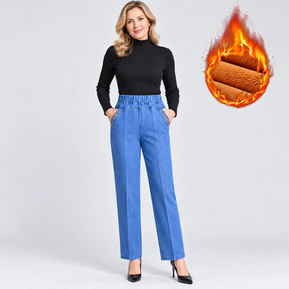 ❄️👖Meleg béléses női egyenes szárú farmer! 🔥
