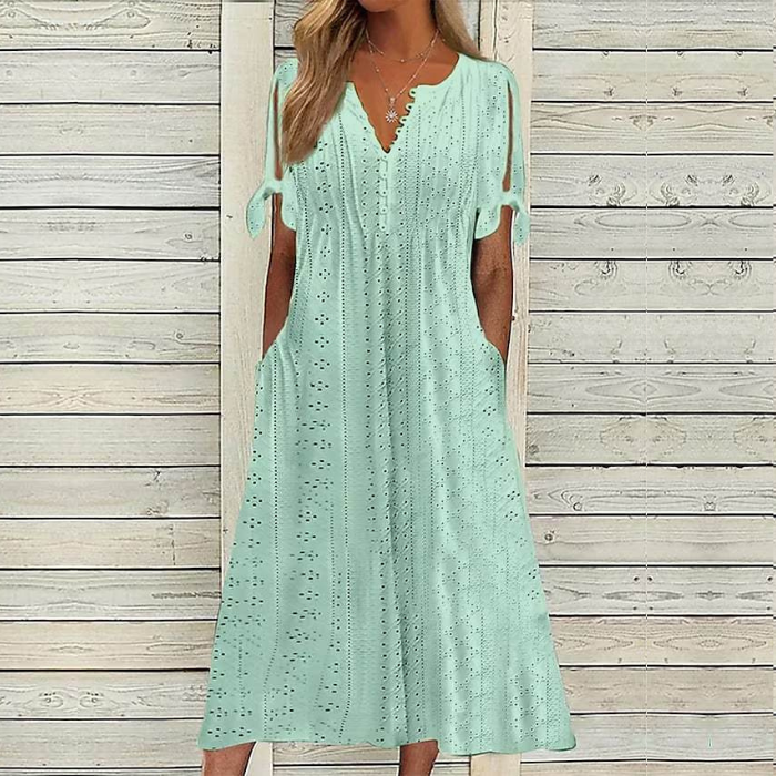【🔥Świetna oferta】【Rozmiary 5XL】Prosta damska letnia sukienka, mieszanka bawełny i lnu, wygodna i oddychająca
