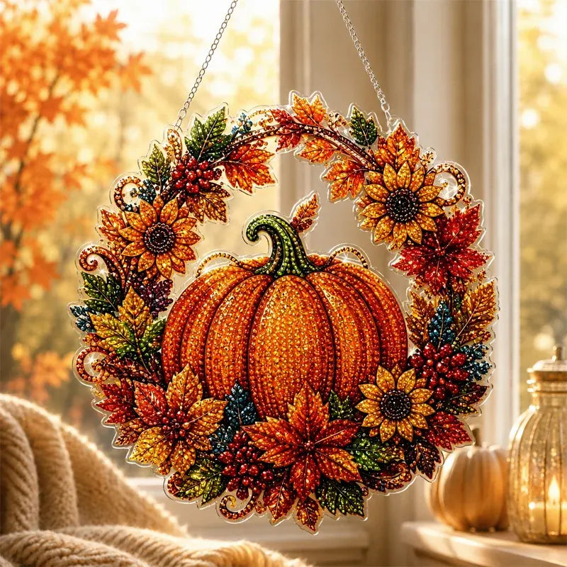 🍁🎃Halloween dekorációs ablak DIY gyémántfestés, 4 vidám minta, mérete 25×25 cm