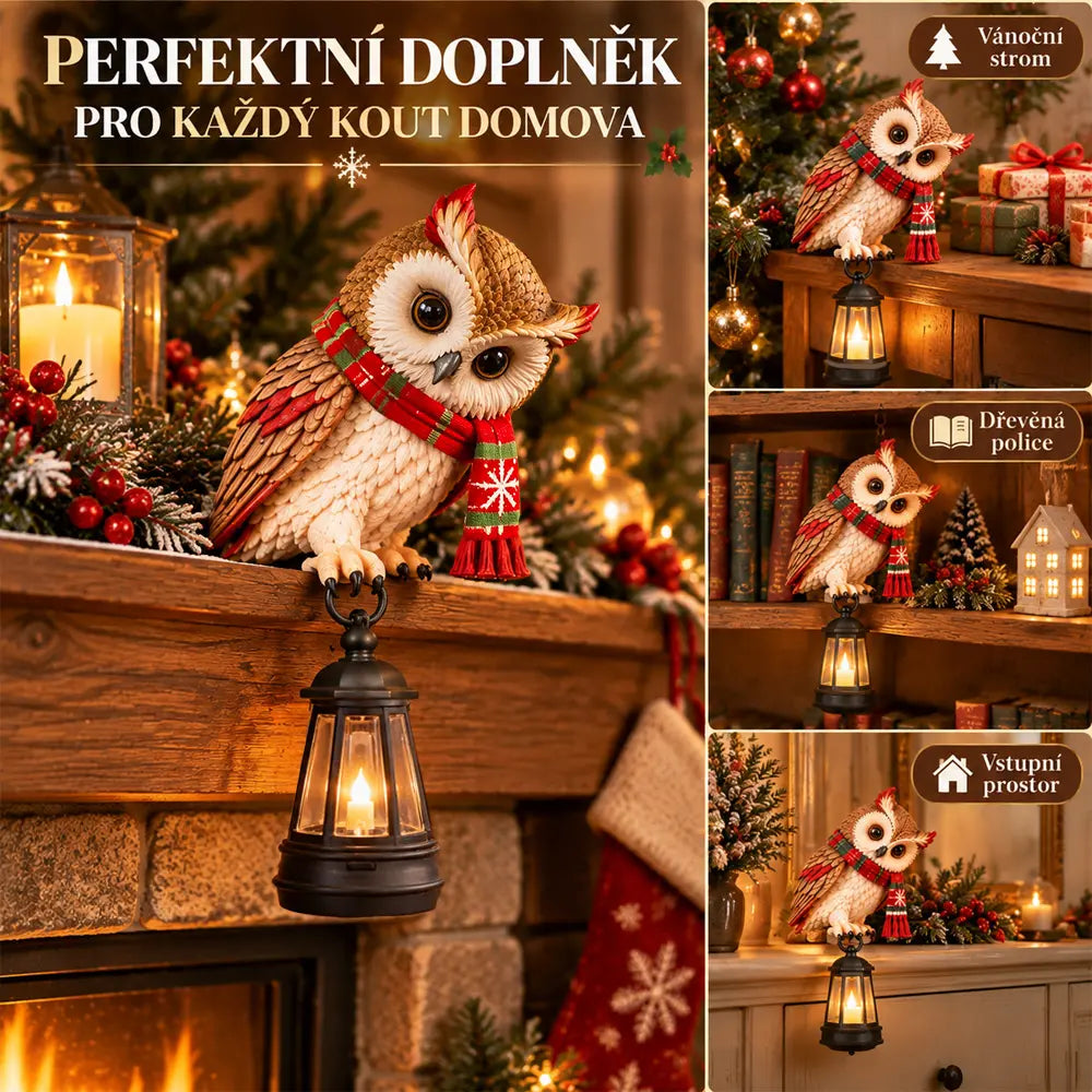 💡🦉Gyantából készült figura – karácsonyi bagoly lámpással