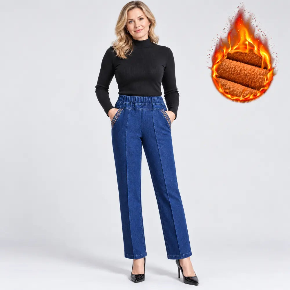 ❄️👖Meleg béléses női egyenes szárú farmer! 🔥