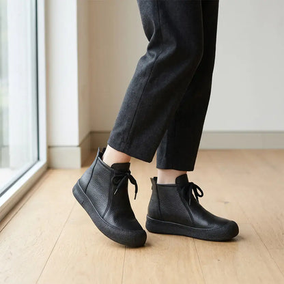 ✨【Velikosti 35–40】Dámské zateplené kotníkové boty z pravé kůže – šněrovací model, dostupné v několika barvách🥰