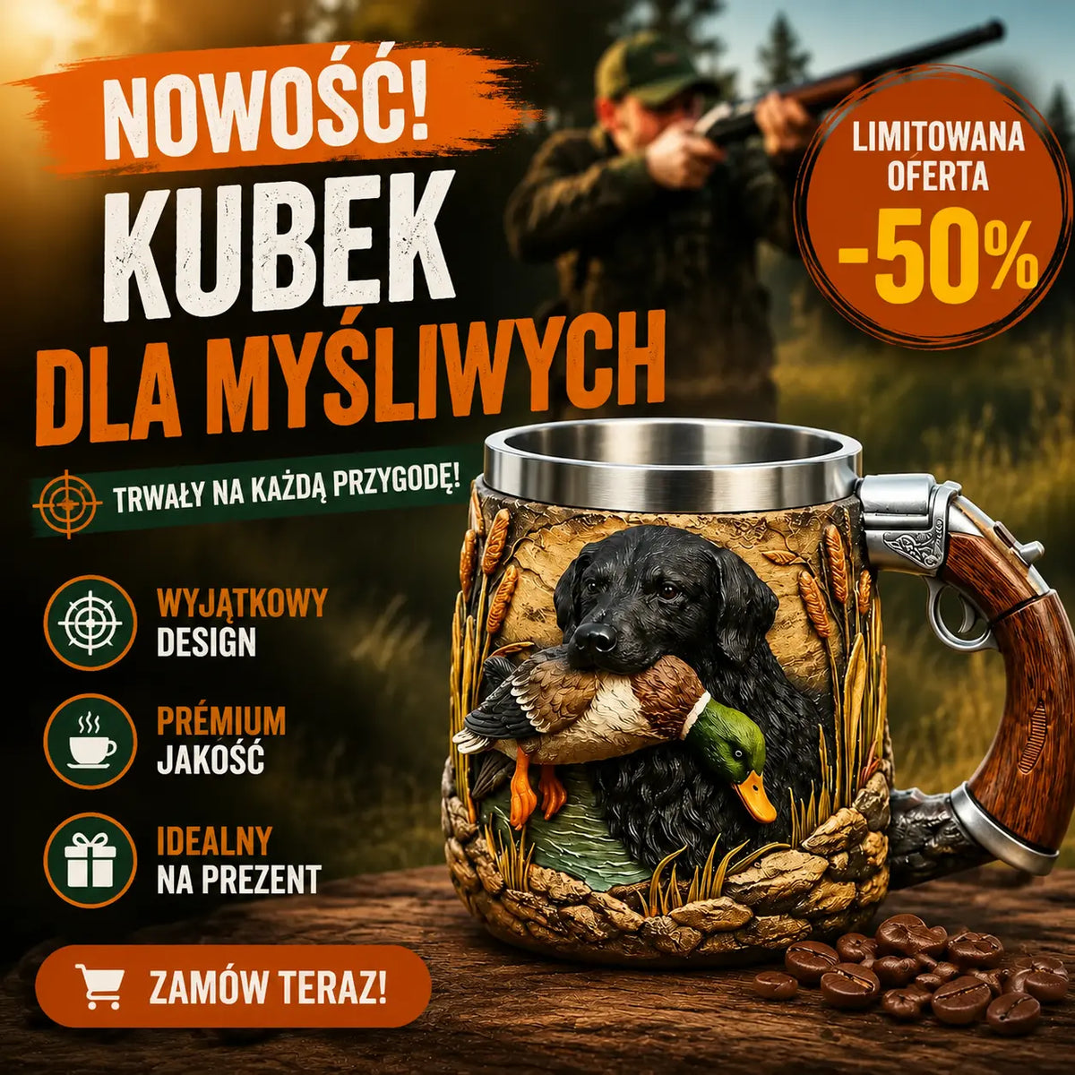 1 za 119 zł.🔥【Wyprzedaż - 50% zniżki】🔫☕Nowy kubek do kawy dla myśliwych