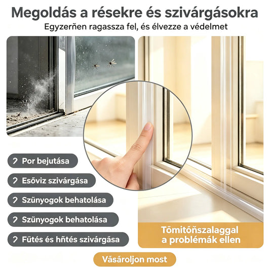 Öntapadó tömítőszalagok ajtórésekre, ajtóaljzatokra, valamint ajtókra és ablakokra