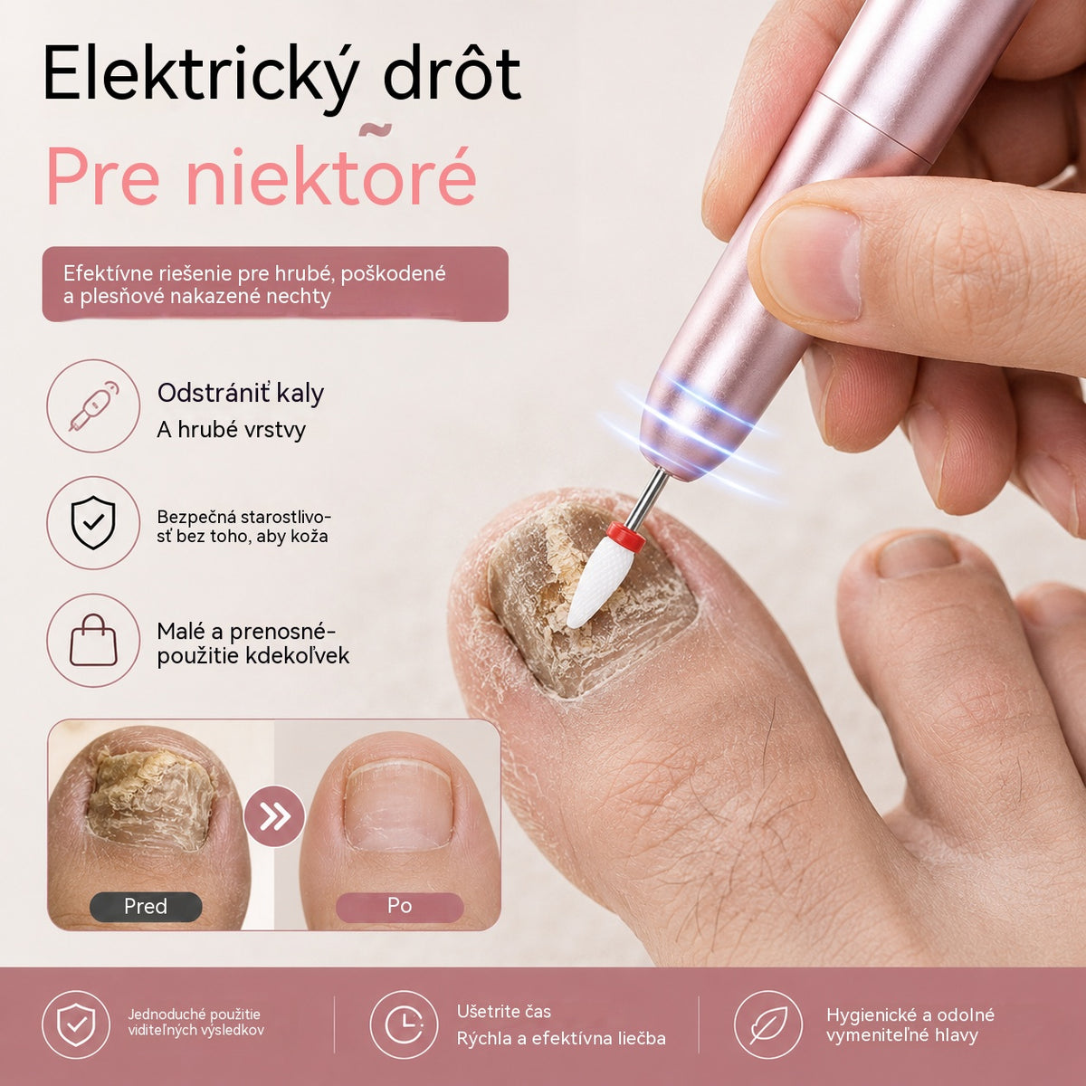 💅👍 Elektrický pilník na nechty používaný na liečbu onychomykózy (plesne nechtov)