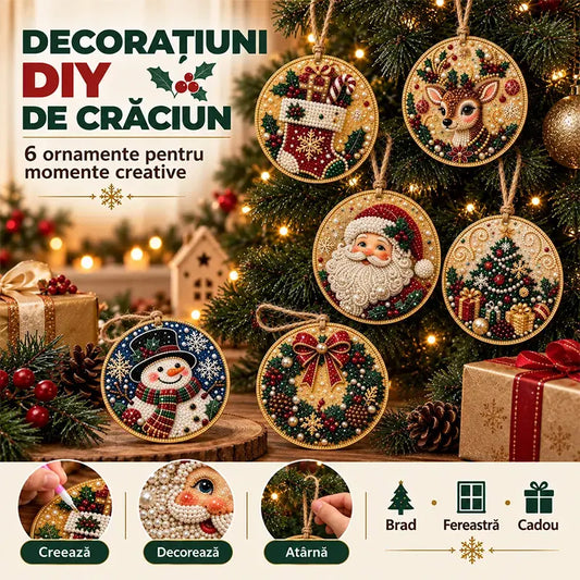 🎄 6 részes DIY gyémántkirakós karácsonyi díszkészlet – Kreatív családi projekt, amely tökéletes a karácsonyfára, ablakba vagy ajándéknak!