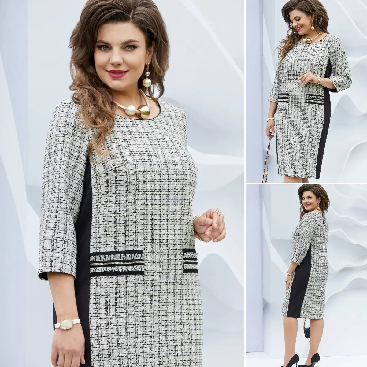🍃【S-5XL】🍂Késő őszi stílusú kockás ruha
