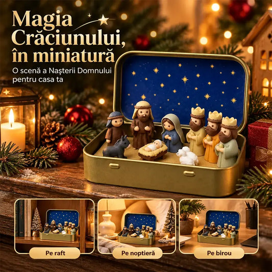 ✨ Špeciálna ponuka: Kúp 1, získaj 1 zadarmo (sada 2 kusov)! Miniatúrny betlehem v kovovej krabičke!