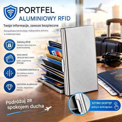 🛡️✨ Etui na karty ze stali nierdzewnej z ochroną RFID – portfel chroniący przed rozmagnesowaniem, kompaktowy i poręczny 💳