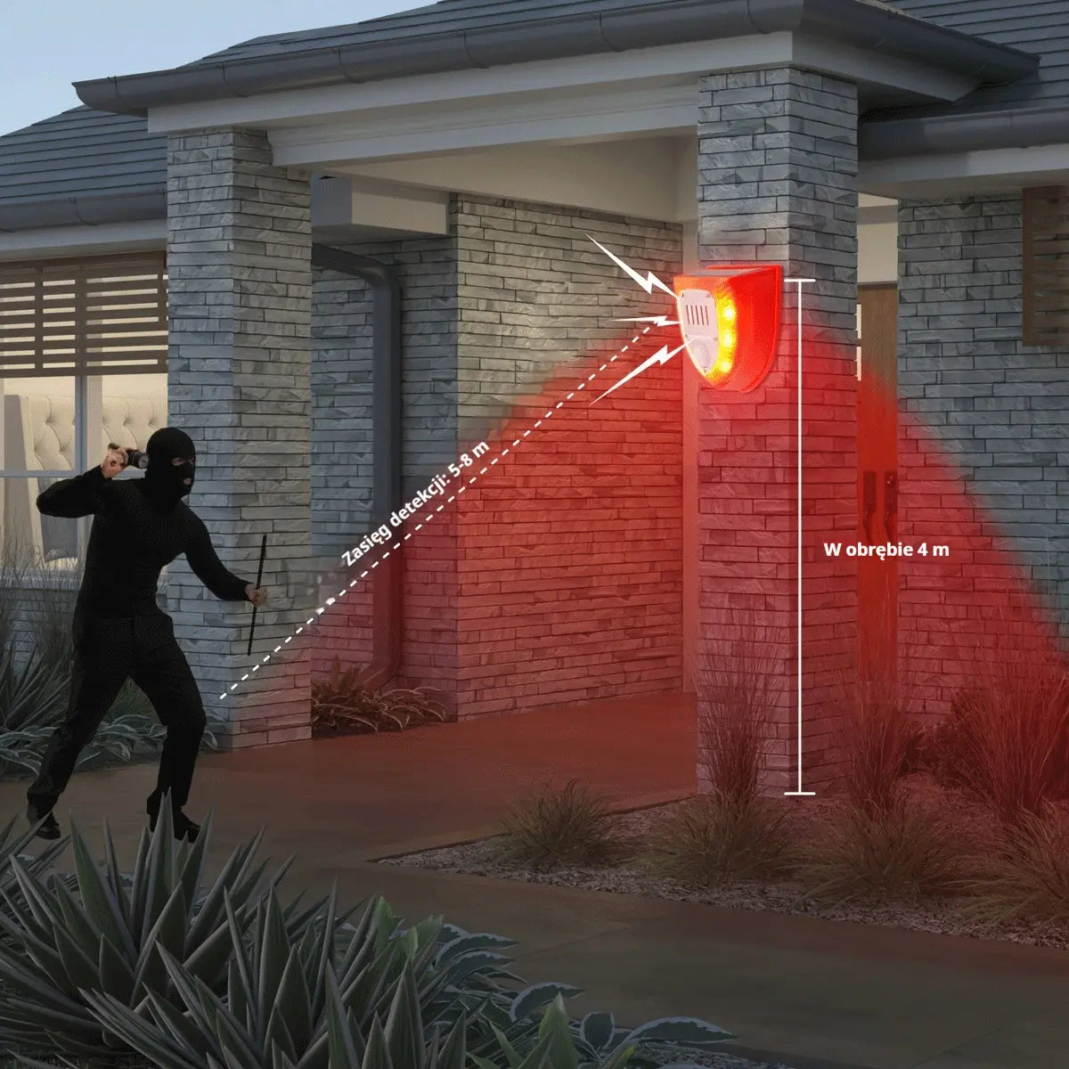 【⚡-50%】🔥Solarny alarm, lampa antykradzieżowa z czujnikiem ruchu, ultradźwiękowy odstraszacz zwierząt
