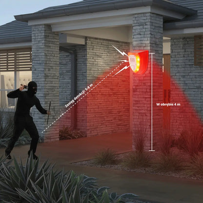 【⚡-50%】🔥Solarny alarm, lampa antykradzieżowa z czujnikiem ruchu, ultradźwiękowy odstraszacz zwierząt