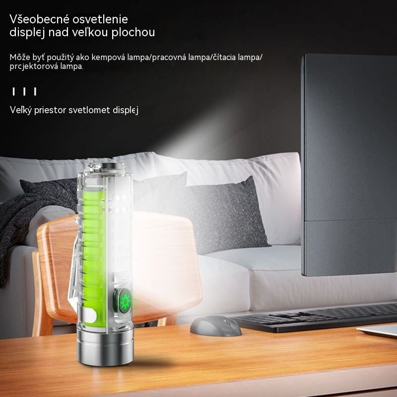👍👍Kompaktné vysoko intenzívne svietidlo s multifunkčným bočným svetlom, rýchlym nabíjaním cez USB-C, prenosnosťou a ultra dlhou výdržou batérie.