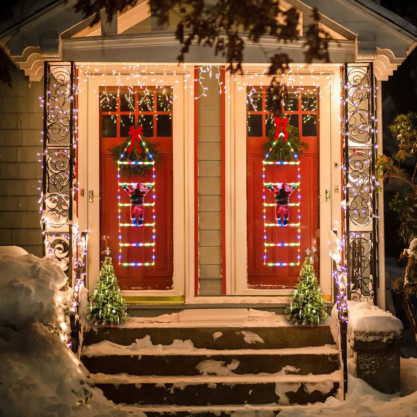 🌲🎅Φως σκάλας LED Άγιου Βασίλη - Ηλιακή και USB τροφοδοτούμενη χριστουγεννιάτικη διακόσμηση εξωτερικού και εσωτερικού χώρου