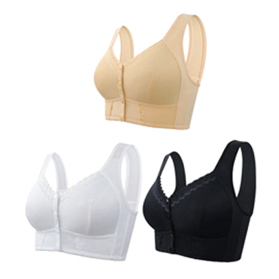 🎁39% POPUST (3 kosov)💕🎁【45kg-155kg】Velik, zračen, mehak bombažni modrček s sprednjimi gumbi