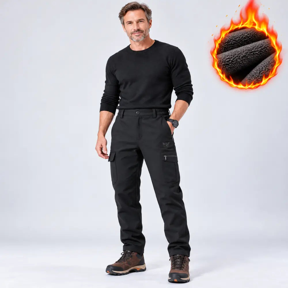 【M-4XL】Pánske outdoorové softshellové nohavice – zateplené, hrubé, pružné, vetruvzdorné a vodoodolné, s flísovou podšívkou; na lyžovanie a turistiku