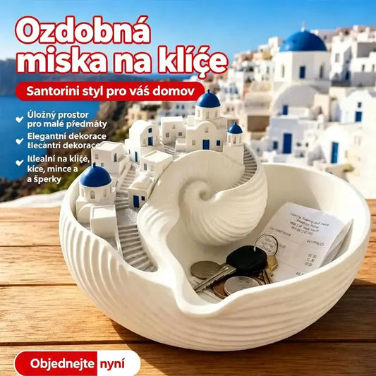 🐚Úložný podnos v řeckém ostrovním stylu s mušlí a rukojetí na klíče