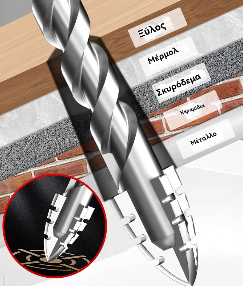 🥇【3+4+5+6+8+10+12mm】Excentrický vrták siedmej generácie z extrémne tvrdej volfrámovej ocele so zúbkovanou hranou
