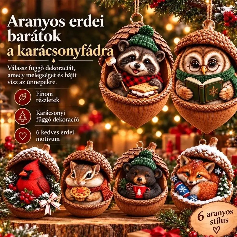 🎉【Vásárolj 6-ot, kapsz 6-ot ingyen】🤩12 termék 8500 Ft-ért 🎁Vadonatúj 2D akril karácsonyi dizájn: fenyőtoboz forma és állatminták